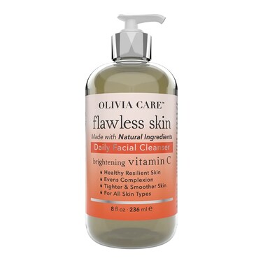 Olivia Care Vitamin C Daily Brightening Facial Cleanser - All Natural Moisturize, Hydrate, Cleanse - Brighten Age Spot, Tighter &amp; Soothe Skin - Antioxidants - All Skin Type - 8 FL OZ