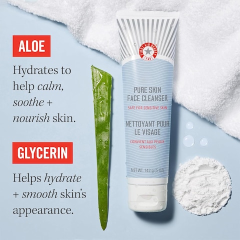 First Aid Beauty Pure Skin Face Cleanser, Sensitive Skin Cream Cleanser with Antioxidant Booster, 5 oz. (Pack of 2)