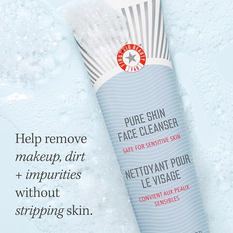 First Aid Beauty Pure Skin Face Cleanser, Sensitive Skin Cream Cleanser with Antioxidant Booster, 5 oz. (Pack of 2)