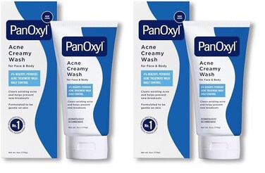 PanOxyl Antimicrobial Hydrating Acne Creamy Wash, 4% Benzoyl Peroxide, 6 Ounce (Pack of 2)