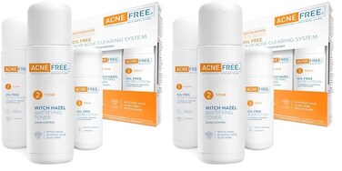 AcneFree 3 Step 24 Hour Acne Treatment Kit - Clearing System W/Oil Cleanser, Witch Hazel Toner &amp; Lotion - Acne Solution W/ Benzoyl Peroxide for Teens &amp; Adults
