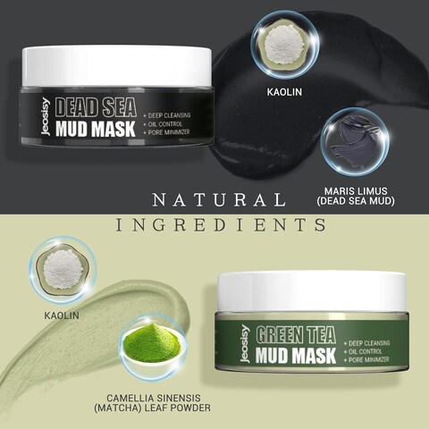 Face Clay Mask-Facial Dead Sea Mud Mask,Green Tea Mud Mask,Purifying Pore,Remove Blackheads,Control Oil,Anti Aging,Travel Size Mother&#39;s Day Gift Sets for Women and Men-2.8Oz*2