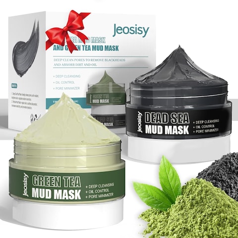 Face Clay Mask-Facial Dead Sea Mud Mask,Green Tea Mud Mask,Purifying Pore,Remove Blackheads,Control Oil,Anti Aging,Travel Size Mother&#39;s Day Gift Sets for Women and Men-2.8Oz*2