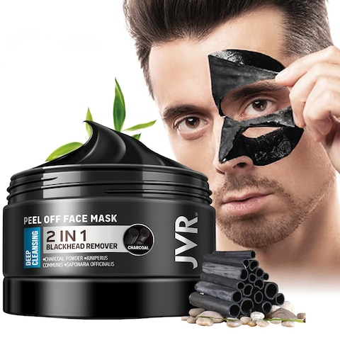 JVR Blackhead Remover Mask + Face Scrub for Men 9 oz+ Face Moisturizer Cream Anti Aging Cream, Charcoal Peel Off Black Mask, Facial Mask Purifying and Deep Cleansing for All Skin Types