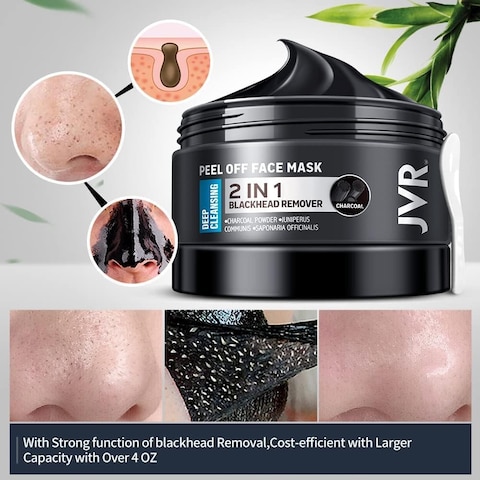 JVR Blackhead Remover Mask + Face Scrub for Men 9 oz+ Face Moisturizer Cream Anti Aging Cream, Charcoal Peel Off Black Mask, Facial Mask Purifying and Deep Cleansing for All Skin Types