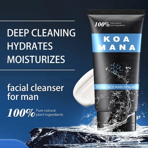 GOODY 2&#39;S KOA MANA Foaming Face Wash for Men, 100% Organic, Pure Plant Ingredients, 180 ml