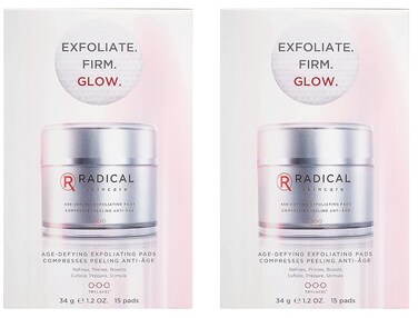 Radical Skincare Age Defying Exfoliating Pads Removes Dead Skin, Evens and Brightens Skin Tone for Radiant Glow   For All Skin Types Including Sensitive Skin   Paraben &amp; Cruelty Free (15 Pads, 2 Pack)