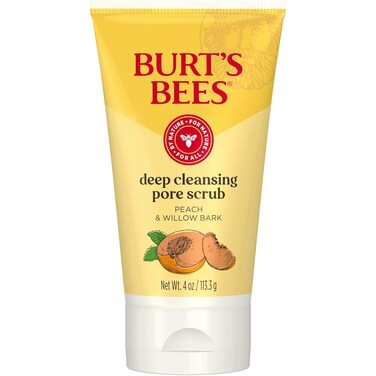 Burt's Bees Deep Cleansing Pore Scrub with Peach and Willow Bark, 4 Ounces, Pack of 3
