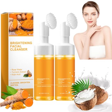 2pcs Turmeric Facial Cleanser, Turmeric Facial Wash, Turmeric Foaming Cleanser for All Skin