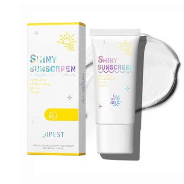 Shimmer Face Primer with SPF 30, Brightening Fine Glitter Sunscreen Primer, Moisturizing &amp; Oil-Control, Non-Greasy Highlighting Base for Natural Glow and Sun Protection