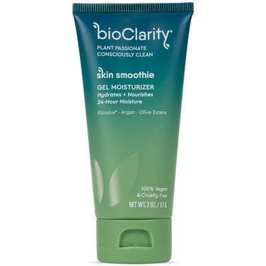 BioClarity Skin Smoothie Gel Moisturizer, 24-Hour Hydration, For Normal &amp; Oily Skin, 100% Vegan Formula, Clean Ingredients with Olive, Argan &amp; Ceramide, 1 fl oz