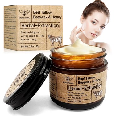 Beef Tallow for Skin, Face and Body Moisturizer, Tallow and Honey Balm - 100% Grass Fed