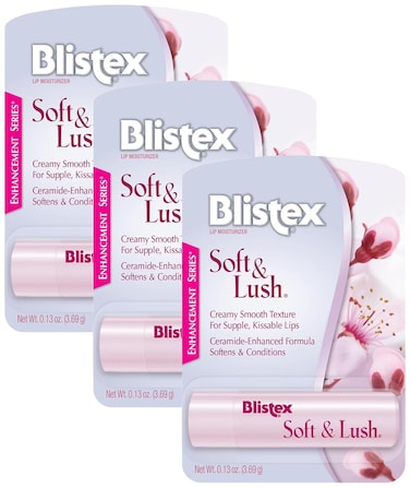 Blistex Soft &amp; Lush Lip Protectant, 0.13 Ounce Tube &ndash; Softens &amp; Conditions, Creamy Smooth Texture, Hydrating Lip Balm, Daily Lip Hydration, (Pack of 3)
