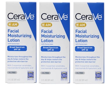 CeraVe AM Facial Moisturizing Lotion with Sunscreen SPF 30, Oil-Free, 3 fl oz, Fragrance-Free (Pack of 3)