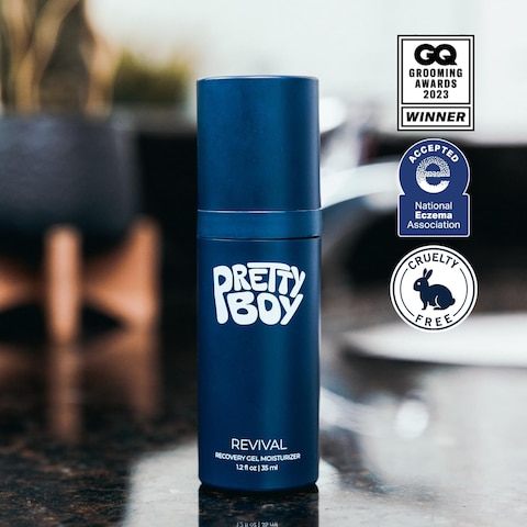 Prettyboy Face Revival Gel Moisturizer For Men - Hydrating Cream That Refreshes Dry Skin, Irritation, &amp; Redness - Supports Anti Aging &amp; Anti Wrinkle - Fragrance Free - 2 Count