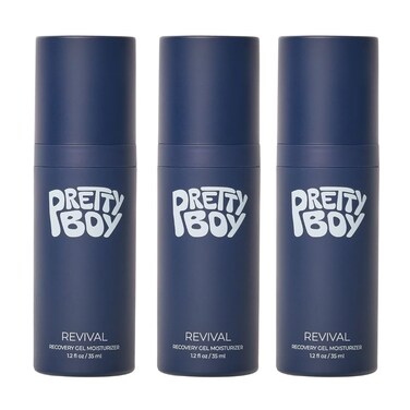 Prettyboy Face Revival Gel Moisturizer For Men - Hydrating Cream That Refreshes Dry Skin, Irritation, &amp; Redness - Supports Anti Aging &amp; Anti Wrinkle - Fragrance Free - 3 Count