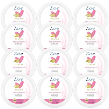 Dove Lotion, Beauty Cream - Light, Fast-Absorbing Face and Body Cream for Normal to Dry Skin, 24-Hour Moisture, Travel Size, 2.53 Fl Oz (Pack of 12)