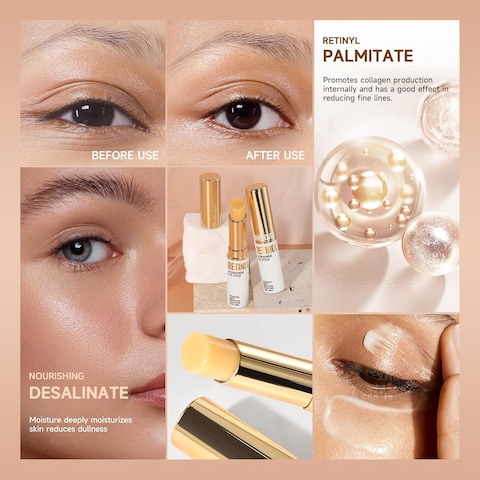 Retinol Eye Stick, Eye Cream Balm Body Moisturizing Lip Blam Stick Neck Cream Portable Eye Skin Stick Anti-Wrinkle Removing Dark Circles Fine Line Moisturizing for Women Man Daily Eye Skin Care