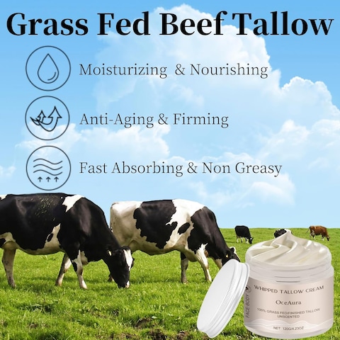 Grass Fed Beef Tallow - Tallow and Honey Balm - Moisturizing Beef Tallow for Skin - Tallow Face Moisturizer - Firming Body Butter for Women - Beef Tallow for Face - Beef Tallow Moisturizer