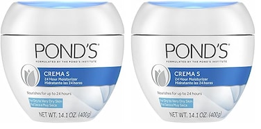 Pond's Crema S Nourishing Face Moisturizer for Women, Skin Care Facial Moisturizer Cream for Dry to Very Dry Skin, Nourishes for up to 24 hours 14.1 oz (Pack of 2)