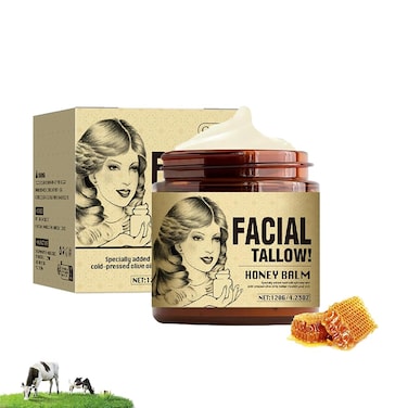 Tallow and Honey Cream for Face, Moisturizer Natural OrganicHoney Skin Balm for Lip And Body Cream, Organic Grass-Fed Face Cream