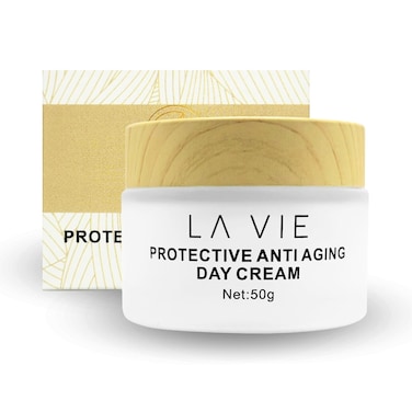 La Vie Protective Anti-Aging Face Cream &ndash; Day Cream with Hyaluronic Acid, Shea Butter &amp; Vitamins &ndash; Firming Face Cream with SPF &amp; Aloe Vera &ndash; 1.7Fl Oz