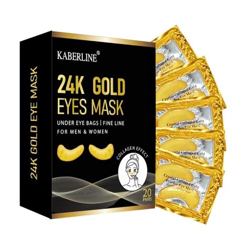 24K Gold Under Eye Mask (20 Pairs) - Under Eye Mask for for Puffy Eyes and Dark Circles. With Hyaluronic Acid &amp; Collagen