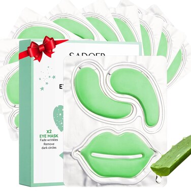 10 Pair Under Eye Mask &amp; 10 Pair Lip Mask Skincare Set, Aloe Vera Lip Patches &amp; Under Eye Patches for Puffy Eyes, Dark Circles, Dry Lips Lines, Deep Hydrating Moisturizing for Women &amp; Men Skincare