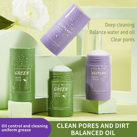 2 Pcs Green Tea Mask Stick for Face,10 Minutes Blackhead Remover with Green Tea Extract, Green Mask Stick for Face Moisturizing, Dry Skin Face Moisturizer, Deep Pore Cleansing, Removes Blackheads