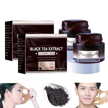 CRIVERY 2PCS Black Tea Mask, Black Tea Skinning Face Mask, Black Tea Skinning Peel off Mask, Black Tea Extract Cleansing Masks, Face Mask Skin Care Peel-Off