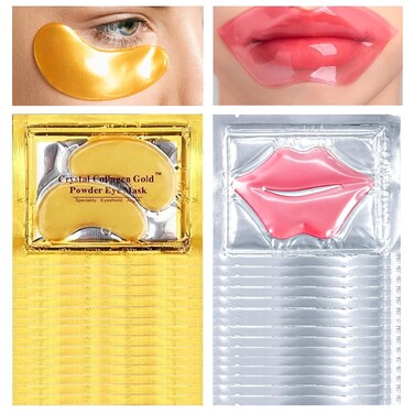 30PCS Lip Mask &amp; Under Eye Mask, 24K Under Eye Patches for Puffy Eyes, Pink Lip Masks Skincare, Effectively Moisturizing the Lip &amp; Eye Skin, Reducing Fine Lines &amp; Dark Circle