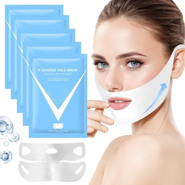 2024 New Bloskin Double Chin Mask Reusable,Bloskin Lifting Face Mask,V Line Lifting Mask for All Skin Types for Lifting and Firming the Face (5Pcs)