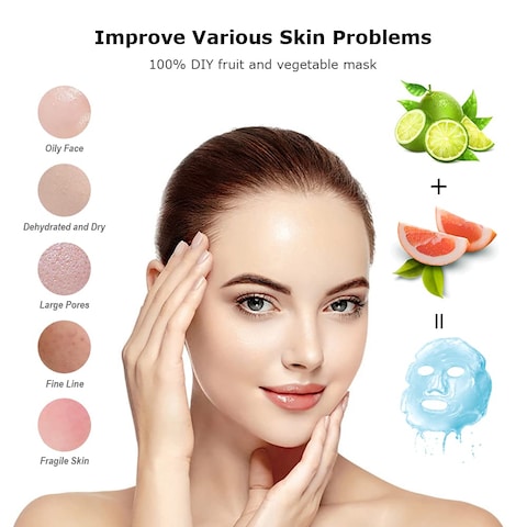 Face Mask Maker Mini Natural Mask Machine DIY Skin Food Sheet Mask Facial Treatment SPA Skin Care Product with Mask Molds &amp; 16 Collagen Pills