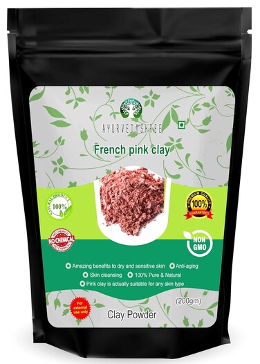 French Pink Clay Powder, 200 Gm, Montmorillonite Pink Clay, Mild Hydrating Clay, Suitable for Sensitive, Matured &amp; Acne-Prone Skin, Face Mask