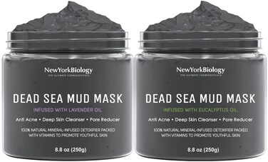 New York Biology Dead Sea Mud Mask Infused with Lavender with Dead Sea Mud Mask Infused with Eucalyptus - Spa Quality Pore Reducer for Acne, Blackheads and Oily Skin - 8.8 oz