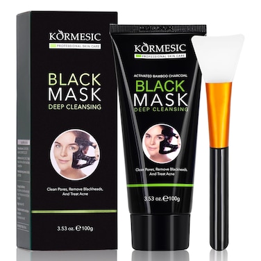 Charcoal Peel Off Face Mask with Brush - Pore Cleansing &amp; Blackhead Removal, Facial Skin Care for Men &amp; Women, 100g