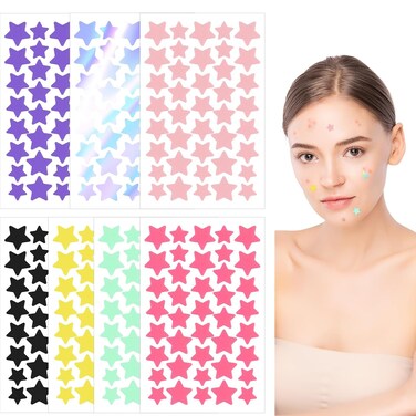 Sibba 280 Pcs Face Pimple Patches Cute Star Zit Covers Hydrocolloid Pad Sticky Spot Stickers Covering Pore Cleaning Strips Peel Invisible Spot Absorbing Zit Patch for Face Decoration