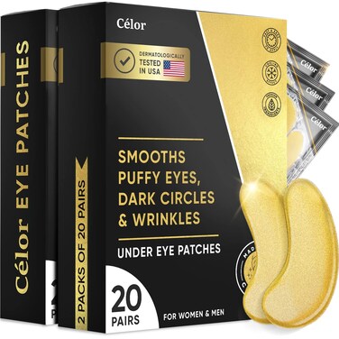 Celor Under Eye Patches for Puffy Eyes and Dark Circles - Eye Masks with Amino Acids &amp; Collagen, Eye Care for Wrinkles - Birthday Gift for Women - Skincare Self Care - USA Tested (40 Pairs)