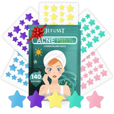 Star Acne Pimple Patch 140 Counts, Hydrocolloid Acne Patches for Face, Purple, Blue, Green, Pink and Yellow