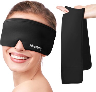 Cooling Eye Mask, Cold Eye Mask for Puffiness, Reusable Ice Eye Mask for Dark Circles and Puffy Eyes, Relieve Your Migraines and Headaches with Gel Eye Mask Therapy, Long-Lasting Comfort, Black