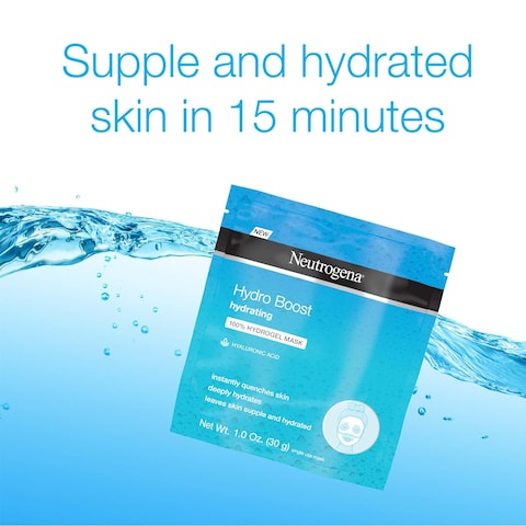 Neutrogena Hydro Boost Moisturizing &amp; Hydrating 100% Hydrogel Sheet Mask, Face Mask for Dry Skin with Hyaluronic Acid, Gentle &amp; Non-Comedogenic, 1 oz, 12 Pack