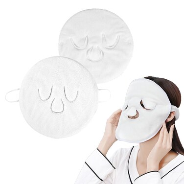 Facial Steamer Towel,3 Holes Towel Mask Reusable Face Towel Mask Cold Hot Compress Facial Steamer Moisturizing Beauty Skin Care Spa Towels for Facial Steamer Mask for Women Girls (2 Pack) (A+B)