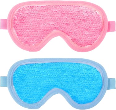 2 PCS Cooling Eye Mask Eye Ice Pack for Puffy Hot/Cold Bead Eye Patch Reusable Gel Compress Eyemask Silky Sleep Pads for Tired Dry Eyes Bags Dark Circles Post