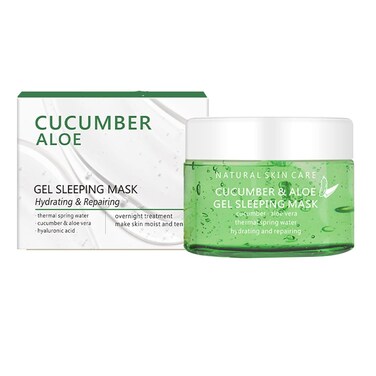 Hydrating Hyaluronic Acid Face Mask - Cooling Gel Mask with Cucumber Extract for All Skin Types - Overnight Sleeping Mask for Deep Moisturizing After Sun Care and Acne Improvment