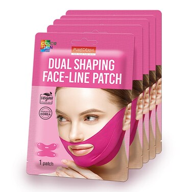 Purederm Dual Shaping Face-line Patch (5 Pack) - V Line Lifting Mask for Total Face-Line Care