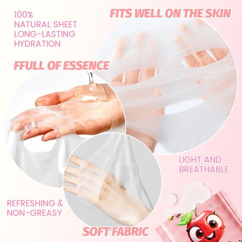 evpct 12 Pack Fruit Kids Facial Face Masks Skincare Kit Gift for Women Teens Kids Girls Spa, Delightful Kid Sheet Face Masks Facemask Spa Day Birthday Sleepover Party Supplies kit for Teen Girls, 04