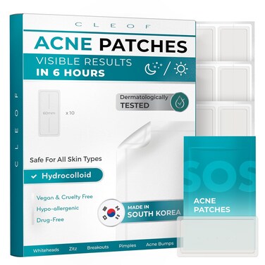 Hydrocolloid Pimple Patches (Made in Korea) FSA/HSA Eligible, Vegan, Hypoallergenic, Cruelty-Free   Acne Stickers, Overnight Treatment - for Zits, Spots, Pimples, Whiteheads (10 Count, XL Patches)