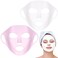 2 Pieces Silicone Mask, Reusable Anti-Wrinkle Silicone Face Mask for Sheet Prevent Evaporation Masks Face Care Tool Pink,White