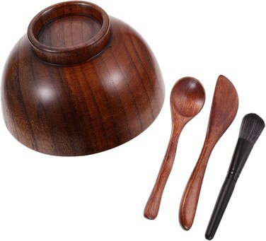 MAGICLULU 1Set Facial Mask Mixing Bowl Skin Care Mask Bowl Wood Face Mask Mixing Bowl Set for Lady Women Girls