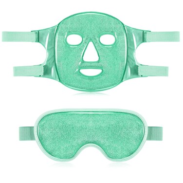 Geyoga Gel Ice Face Eye Mask Cooling Face Eye Masks for Reducing Puffiness, Dark Circles, Redness, Pain Relief, Migraine, Stress, Hot/Cold Pack Compress with Soft Plush Backing(Green)